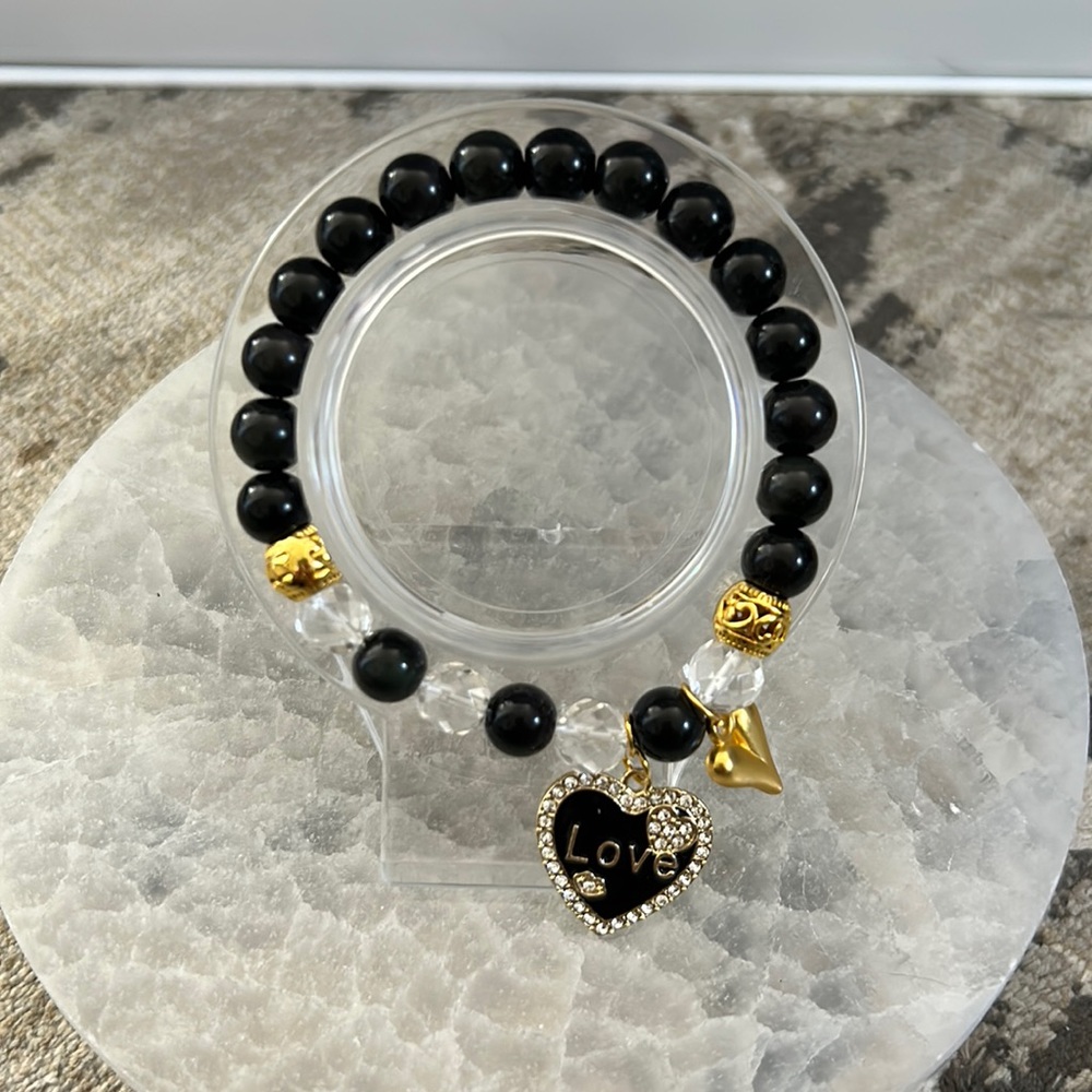 Handcrafted bracelet with heart charms